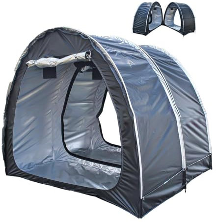 2 PCS Storage Sheds Can Be Spliced Motorcycle Tent with Double Doors for 2-5 Bikes Outdoor Storage Shed,Black