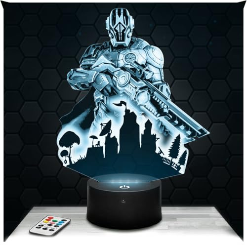 Lampephoto.fr - 3D Lamp Fort nite Skin The Foundation Battle Royale Video Games Geek Gift Man, Gamer, Touch Night Light Led, 3D Hologram Effect, Christmas Birthday Gift Idea Man Woman