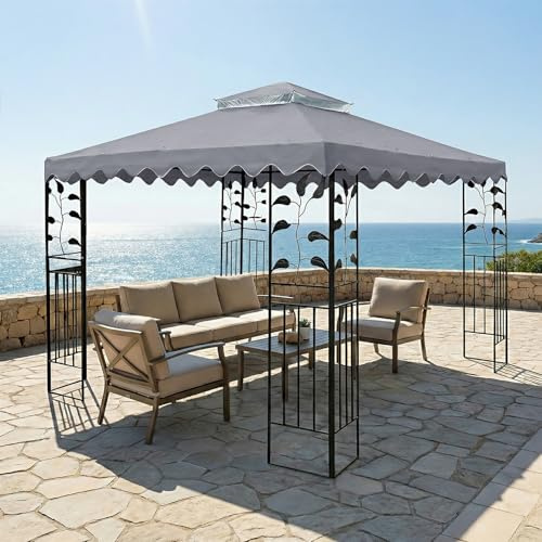 MINGPINHUIUS Ersatzdach Pavillon 3x3 wasserdicht, Doppellagen-Design mit UV-Schutz & Belüftung – Passend für viele 3x3m Grillpavillons und Gartenpavillons (Grau)