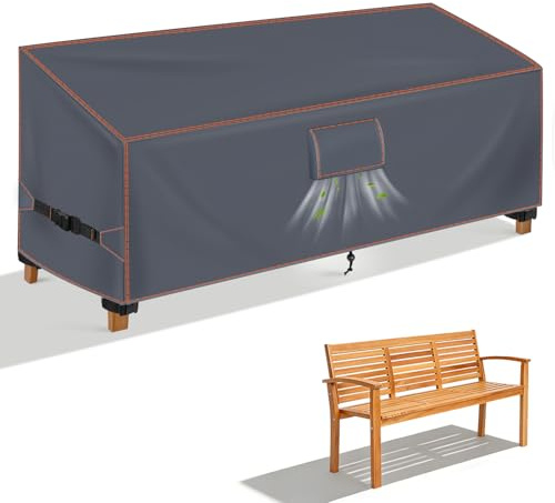 Gartenbank Abdeckung 4 Sitzer 203x75x66/91cm, Abdeckplane Gartenmöbel, Grau | Abdeckung gartenmöbel winterfest, schutzhülle gartenmöbel, abdeckplane gartenbank, 420D oxford, uv-beständig, wasserdicht