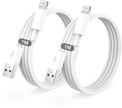 BSTOEM Cable iPhone Chargeur 1M+1M Certifié MFi Cable pour Lightning USB Charge Rapide pour iPhone 14/13/12/11/Pro Max/Pro/XS/XR/X/8/7/6/6s/5/SE, pour iPad- Blanc