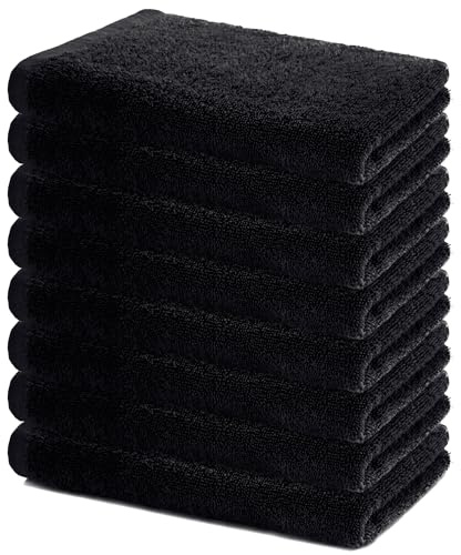 Lavea® Sydney 8er Handtücher Set - 40x70 cm - Schwarz | 100% Baumwolle – Weiche Frottee Handtücher, saugstarkes Handtuch Set für Bad, Gäste-WC & Sport, OEKO-TEX® Standard 100