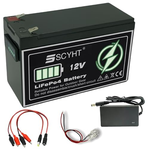 SSCYHT Batteria LiFePO4 12V 10Ah 8Ah 6Ah Batteria al litio 12Ah Batterie ricaricabili 12V Batterie agli ioni di litio per alimentazione backup per motore 50W a 150W con BMS,12v8ah 64mm