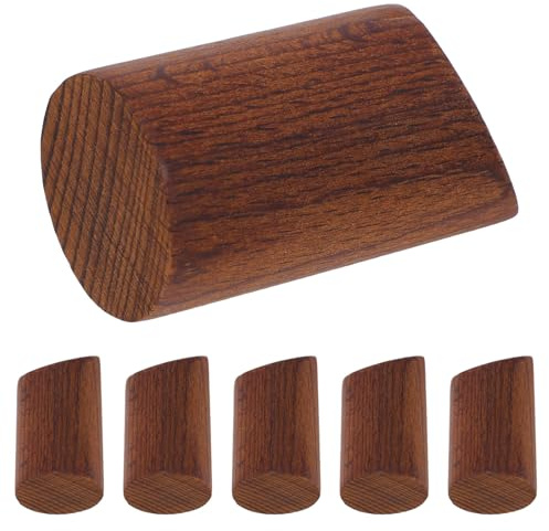 OFFSCH Lot de 6 Crochets Muraux en Bois de Noyer, Patères Rondes Cylindriques Courtes Percées, Porte-manteaux et Porte-serviettes Rustiques pour Salle de Bain, la Cuisine et Dressing,