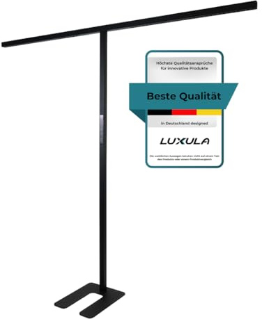 LUXULA Büro Stehleuchte LED Up/Down, dimmbar per Touch, Automatikdimmung | Stehlampe Büro für Schreibtisch Homeoffice, 90W 5000lm, 4000K Neutralweiß, UGR<16 blendarm, CRI 98 farbtreu, Schwarz