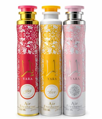 Yara Pink Candy Tous Air Freshener 300ml x3 Bundle – Dubai Arabic Room Spray, Car Air Freshener, Toilet & Home Fragrance Long Lasting