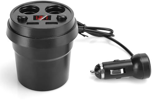 Hamwesh Autoladegerät, Dual-USB-Ladegerät, Getränkehalter, Autoladegerät mit Dual-USB-Echtzeit-Spannungsüberwachung, 3,1 A, Intelligentes Schnellladen für Telefon, Tablet-PC
