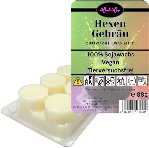 WonderWax Duftwachs Wax Melts für Duftlampe, 6 Kreise Duftmelt Wachsmelt Sojawachs Duftwachs Würfel für Raumdüfte, Wachs Duftöl Winter Indoor Schmelzen für Aromalampe Hexengebräu