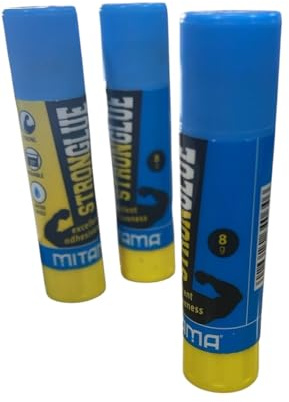 Mitama Stronglue Colla Stick, 8g, a Base d'Acqua, Lavabile, Ottima Adesività, Set da 3 Pezzi