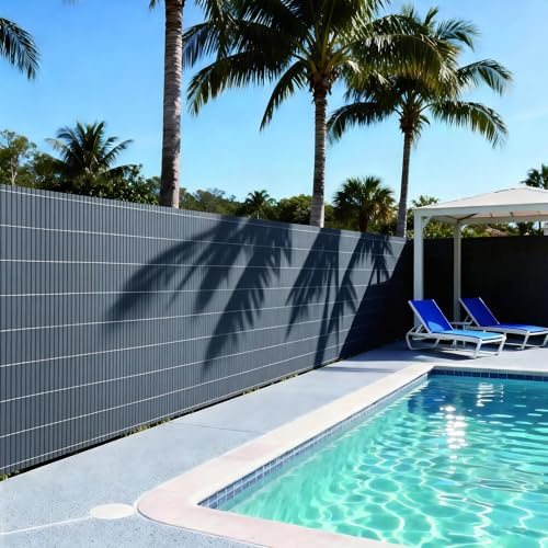 casa.pro Brise-Vue en PVC Cefalu avec Traverse de Renfort Résistant aux UV et aux Intempéries Longueur Découpable Cache Balcon Extérieur pour Jardin Terrasse 120 x 400 cm 19 mm Anthracite