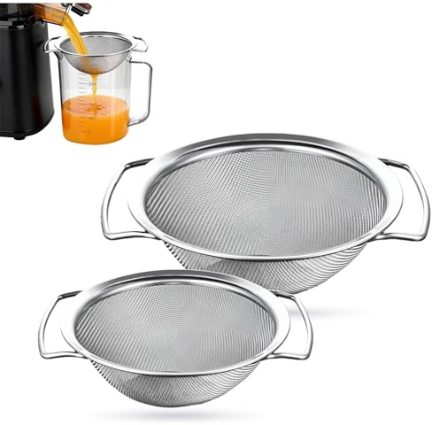 Juice Strainer for Nama J2, 304 Stainless Fine Mesh Strainer for Juicing | Two Sizes (4.9in/6.3in), Multi-scene Use,Juice Strainer After Juicing, Dual Handles ,Easy Clean