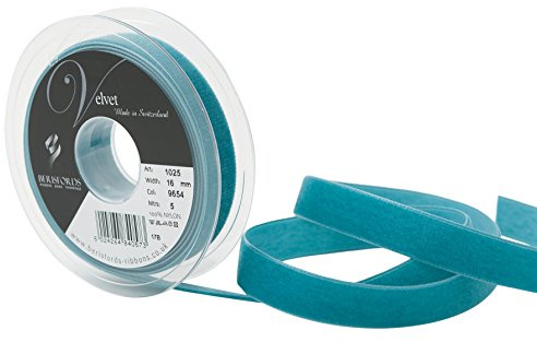 Berisfords Velvet Ribbon Petrol 21mm x 10m - Nylon Craft Ribbon for Sewing, Gift Wrapping and Hair Accessories