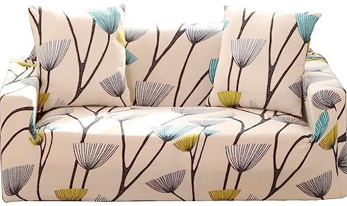 HYSENM Sofa Überwürfe 1 Sitzer 85-140 cm Elastische Stretch Sitzer Sofabezug Sofa Abdeckung Weiche Couchbezug Anti-Rutsch, Löwenzahn