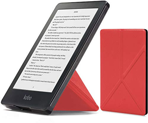Forefront Cases Custodia per Kobo Clara HD - Custodia Protettiva per Kobo Clara HD (Modello: 2018) - Smart Auto Sveglia Sonno Funzione - Sottile, Leggero Stile Origami Cover - Rosso