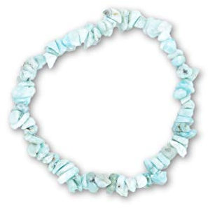 Taddart Minerals – Hellblaues Splitter Armband aus dem natürlichen Edelstein Larimar auf elastischem Nylonfaden aufgezogen - handgefertigt