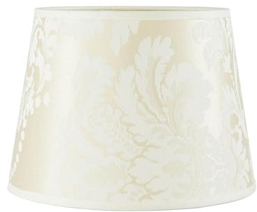 Lampenschirm E14 Ø19,5cm aus Stoff Creme floral Blumenmuster konisch für Tischlampen Vintage Look Ersatzschirm für Nachttischlampen