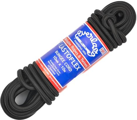 Everlasto 'Lastoflex' Elastic Bungee Cord Shock Cord Rope Black 10mm x 10M