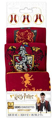 Cinereplicas Unisex 3er-Pack - Hogwarts-Haus socken - Schuh von 35 bis 45