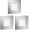 ledscom.de 3 Stück LED Treppenlicht/Wandeinbauleuchte FEX für innen und außen, eckig, edelstahl, 85 x 85mm, blau