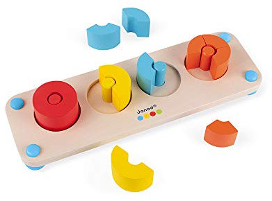 Janod - Essentiel - Das Bruchrechnen - Lernspiel aus Holz Babys und Kleinkinder - Zahlen und Mathematik lernen - Farbe auf Wasserbasis - Ab 2 Jahren, J05072
