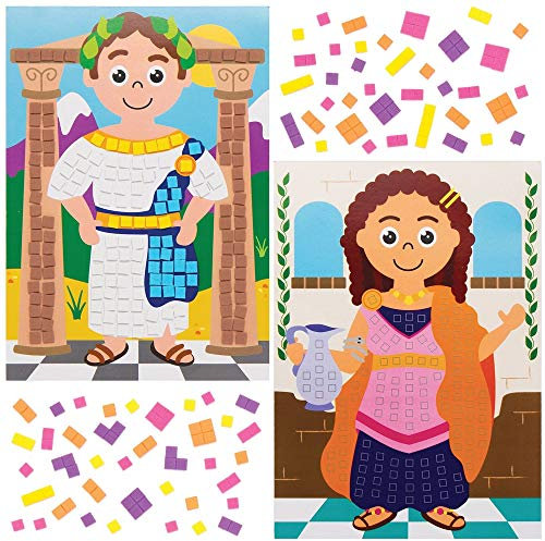 Baker Ross Mosaik-Bastelsets „Römer“, für Kunst- und Bastelprojekte für Kinder (4 Stück)