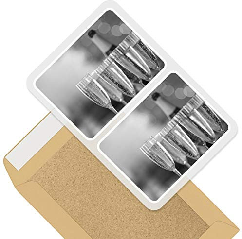 2 x 10cm Rectangle Vinyl Stickers - Champagne Flute Glasses Celebration 36994