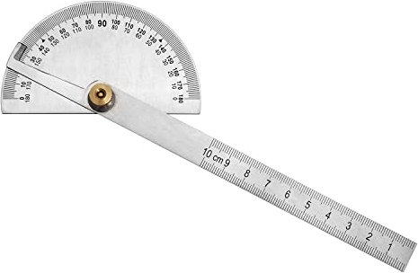 QWORK® Goniometro in Acciaio Inox, Goniometro Rotante, cercatore angolare a testa tonda 0-180 °, righello per la lavorazione del legno, per Misurare le Dimensioni Angolari Diametro 100mm