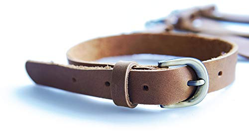 Jeereal Steigbügelriemen aus echtem Leder (4 Stück) mit Metallschnalle, verstellbare Länge (Bourbon-Braun)