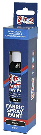 Stix2 Fabric Fashion Spray Paint Permanent Art & Craft T-Shirt Textiles Assorted Colours (Black)