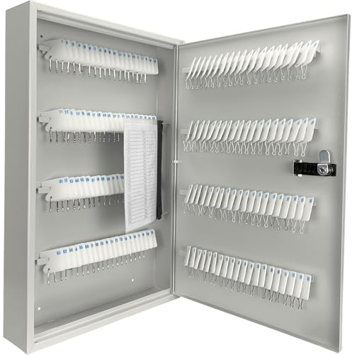 Barska Wall Mount Key Cabinet with Combination Lock – Cabinet Organizer with Numbered Hooks and White Tags for Home, Office, or Business