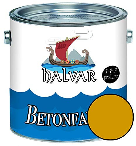 Halvar Betonfarbe/Bodenbeschichtung SEIDENMATT Gelb RAL 1000-1037 Fassadenfarbe (10 L, RAL 1005 Honiggelb)