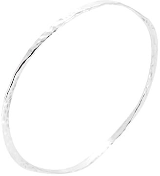 Treasure Bay 3 mm Damen-Armreif aus 925er Sterlingsilber, gehämmert, 6.5 cm, Silber