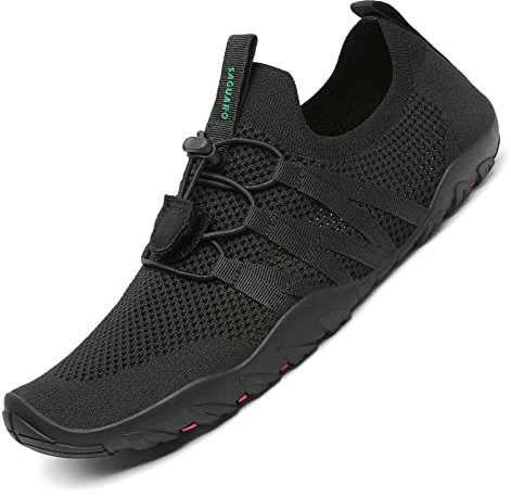 SAGUARO Wasserschuhe Herren Damen Schnell Trocknend Schwimmschuhe Atmungsaktiv rutschfeste Badeschuhe mit Dicke Sohle für Frauen Männer, Signal Schwarz, 43 EU