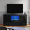 ELEGANT 1350mm Modern High gloss TV Stand Cabinet with Ambient Light for 22-58 Flat Screen 4k TVs/LED Light TV Cabinet with Shelves and Drawers for Living Room and Bedroom Black