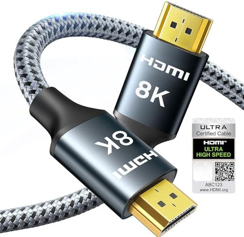 ARISKEEN 8K HDMI 2.1 Kabel 1M,Zertifiziertes 48Gbps High Speed Nylon Geflochtenes HDMI Kabel, Unterstützt 8K@60HZ, 4K@120Hz, Kompatibel mit PS5/4 TV Monitor Blu-ray Soundbar DVD Laptop