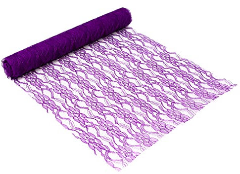 Oblique Unique® Tischläufer Tischband Tisch Läufer mit Spitze 300cm x 30cm Tischdeko für Taufe Baby Shower Geburtstag Party Hochzeit Silvester Deko (Lila)