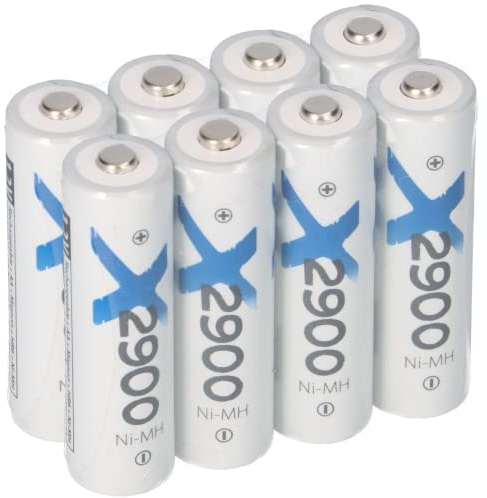 8 batterie tipo 2900 mAh 1,2 V NiMH Mignon AA | batterie ricaricabili ad alta capacità | bassa autoscarica | ideale per flash, controller Wii & Xbox (8 X AA)