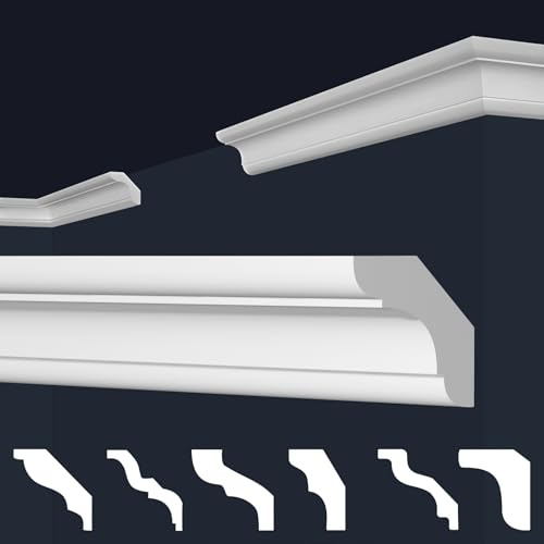MARBET DESIGN Stuckleisten XPS Styropor weiß - Deckenleisten Zierleisten Eckleisten Dekorbau E-Leisten - (Musterstück E-24)