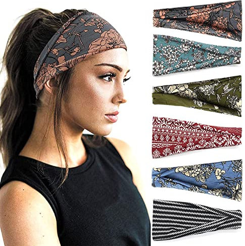 DRESHOW 6 Pièces Bandeau Cheveux pour Femme Yoga Courir Bandeaux Sport Entraînement Bandeaux Mignon Accessoire