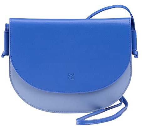 DUDU Damen Umhängetasche aus Leder, kompaktes schlankes Design Handtasche mit Knopfverschluss, Verstellbarer Schulterriemen Kornblume