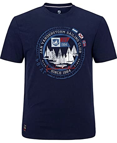Jan Vanderstorm Herren T-Shirt Terno | Maritimes Oberteil mit Segelmotiv aus reiner Baumwolle, große Größen L–7XL, bequemer Komfort-Fit, Rundhalsausschnitt