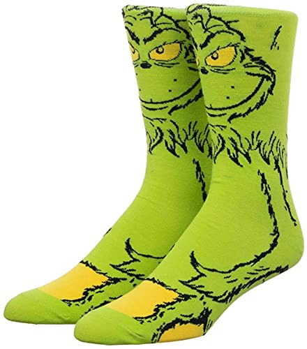 EZB Cartoon Christmas Film Crew Socks | Gift Idea for Men & Women | Size 4-9 | Grinch
