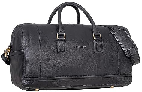 STILORD 'Edson' Leder Weekender Herren Große Damen Ledertasche Vintage Reisetasche Groß Handgepäck Reisegepäck Sporttasche Travel Bag wasserdichte Duffle Bag Echtleder, Farbe:schwarz