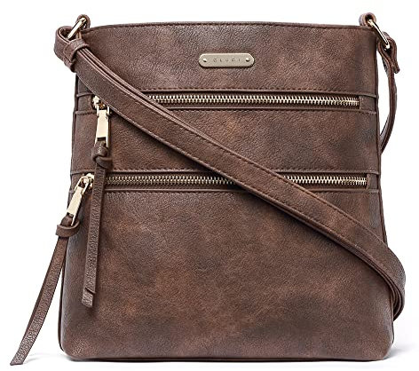 CLUCI Umhängetasche Damen PU Leder Schultertasche Mittelgroß Reißverschlusstasche Verstellbarer Riemen Weich Stylisch