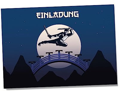 Partycards Einladungskarten Kindergeburtstag Mädchen Junge - 12 Karten - Ninja Design - A6 - Leicht zu Beschriften - Geburtstagseinladungen für Mädchen und Jungen - Perfekt für Feiern