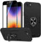 Btstring Hülle kompatibel mit iPhone SE 2022/2020 /iPhone 7/8 mit Schutzfolie, Militär Standard Stoßfest Handyhülle Case Hybrid Metall Ring Halter Schutzhülle Handy Hüllen Cover -Schwarz