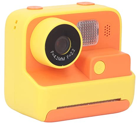 Sofortbildkamera für, 32G HD Digitalkamera mit 2 Rollen Fotopapier, Zum Aufnehmen und Drucken von Fotos und Selfie Videos, Geburtstagsgeschenk für Jungen (Helles Gelb)