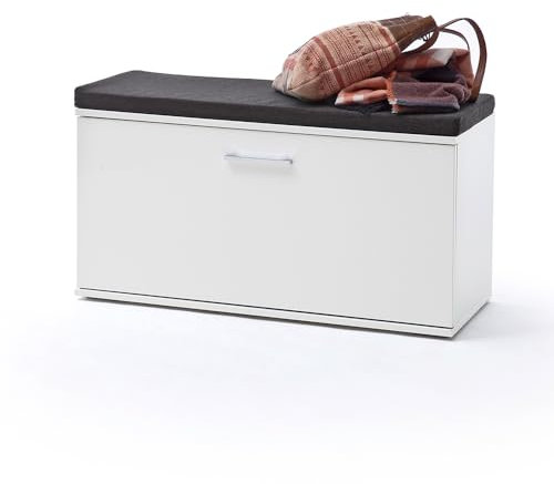 Lomadox Garderobenbank mit Sitzkissen, weiß Hochglanz