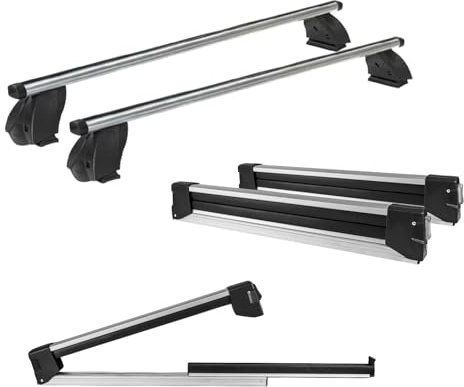 Dachträger aus Aluminium + verschiebbarer Skiträger für 6 Paar Ski oder 4 Snowboards für TATA Indica V3 (5 Türen) ab 2008 mit Standarddach