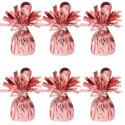 6 x Foil Balloon Weights – 170g Heavy Helium Balloon Holders with Loop for Parties, Birthdays, Weddings, Christmas & Event Decorations Rose Gold